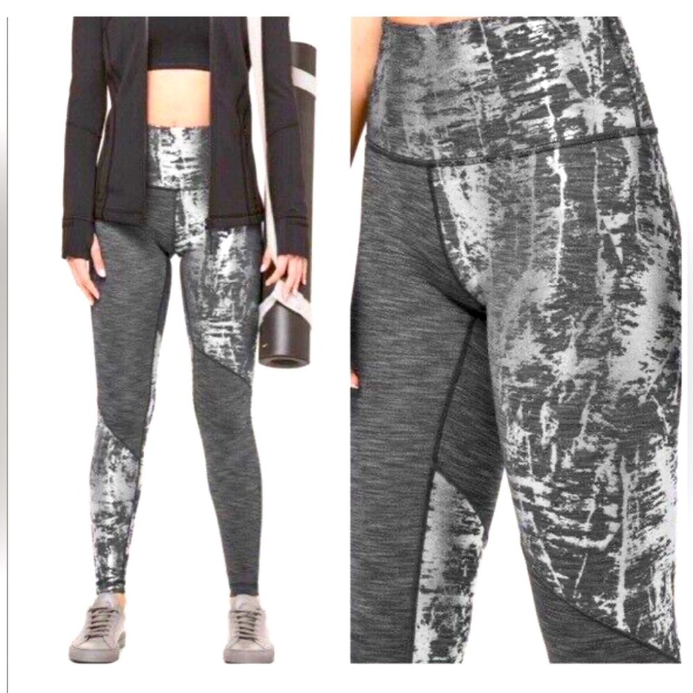 Lululemon Wunder Under High Rise Tight Foil: Heather Black / Crinkle size 8